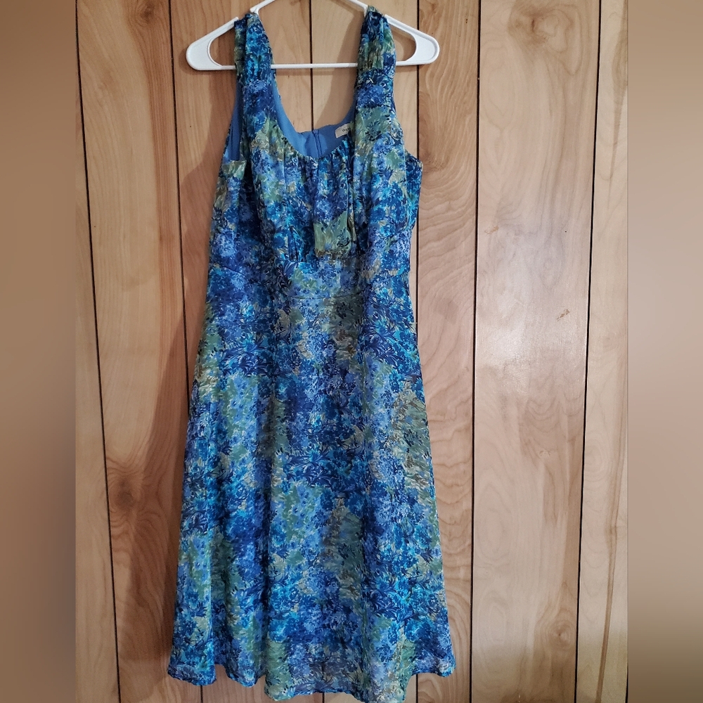 Dress Barn Blue and Green Floral Maxi Dress